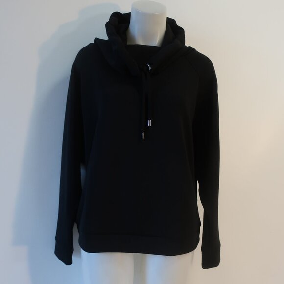 Womens Chico's Black Zenergy Sueded Drawstring Scuba Cowl Neck Pullover 2 US/L - Picture 3 of 10